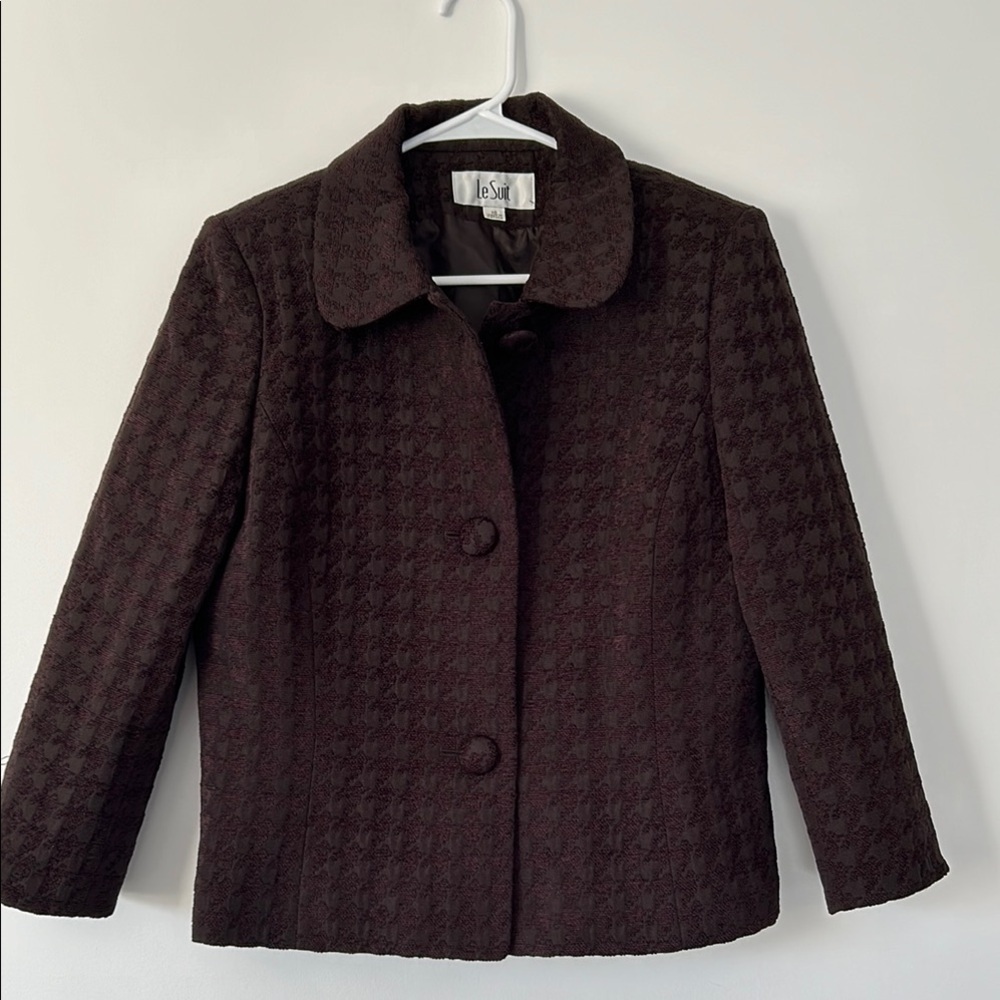 Le Suit Brown Houndstooth Jacket